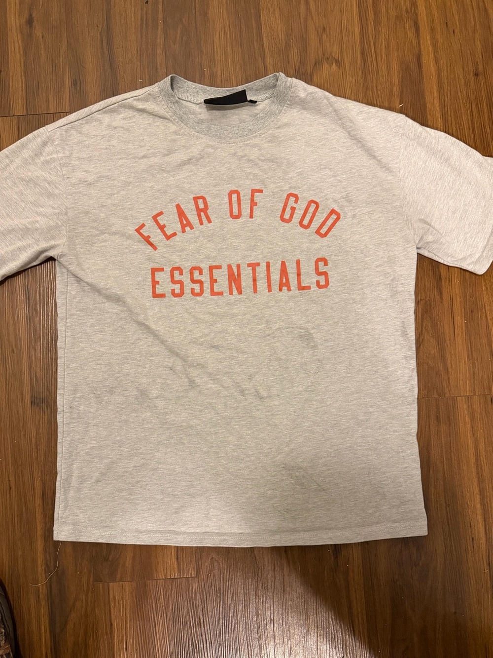 Essentials Fear Of God Short Sleeve Tee in Light Gray with Orange Logo
